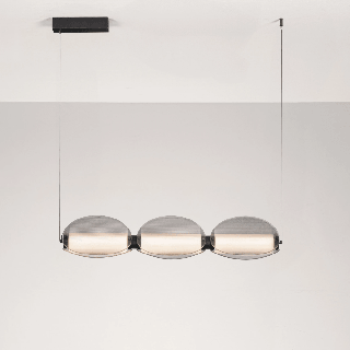 LUCES NOIR 24W 3000K LED pendant lamp, black, ribbed glass