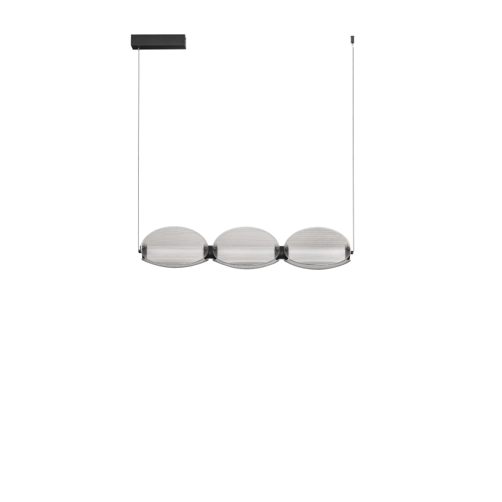 LUCES NOIR lampa wisząca LED 24W 3000K czarna, ryflowane szkło