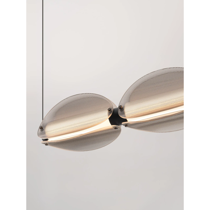LUCES NOIR 24W 3000K LED pendant lamp, black, ribbed glass