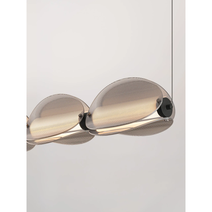 LUCES NOIR lampa wisząca LED 24W 3000K czarna, ryflowane szkło