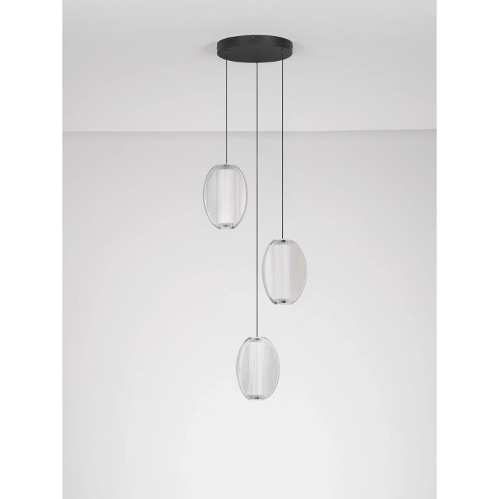 LUCES NOIR szklana lampa wisząca LED 24W 3000K z opcją ściemniania
