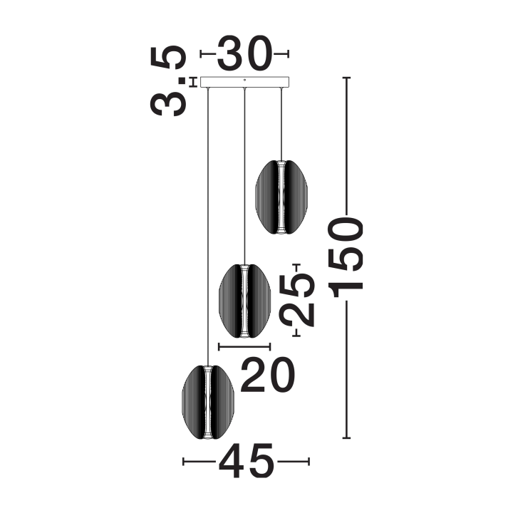LUCES NOIR 24W 3000K dimmable glass LED pendant lamp