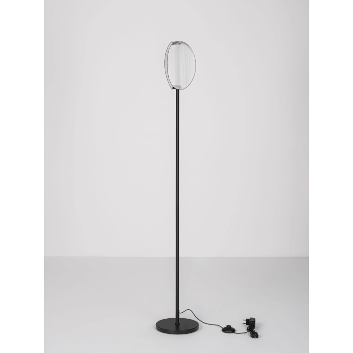 LUCES NOIR lampa podłogowa LED 9W 3000K z ryflowanym szkłem ściemniana