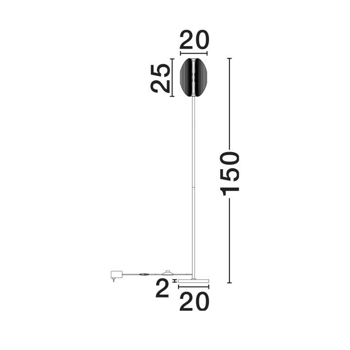 LUCES NOIR lampa podłogowa LED 9W 3000K z ryflowanym szkłem ściemniana