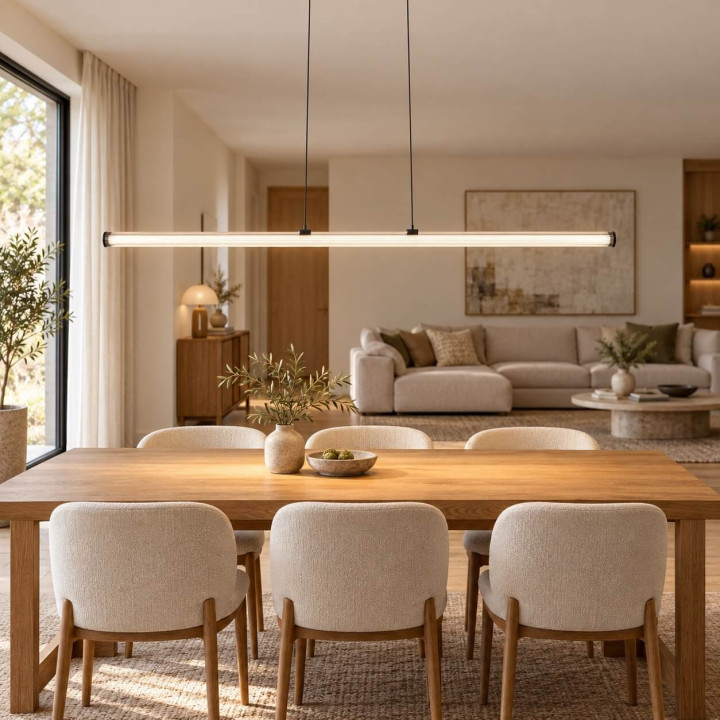 LOONARI RIVIA P podłużna lampa wisząca LED 3000K ryflowane szkło