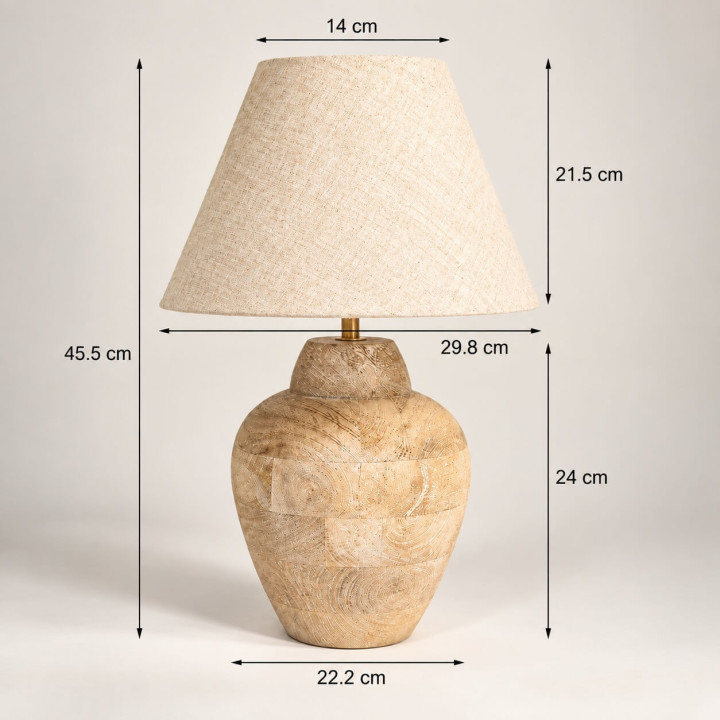 ADANI SANTA FE AD363 Mango Wooden table lamp with natural linen shade