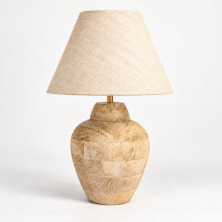 ADANI SANTA FE AD363 lampa stołowa drewniana z beżowym abażurem