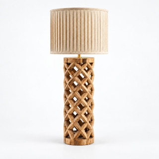 ADANI Savannah Wooden Table Lamp, Pleated Shade, 85 cm | Salon LED