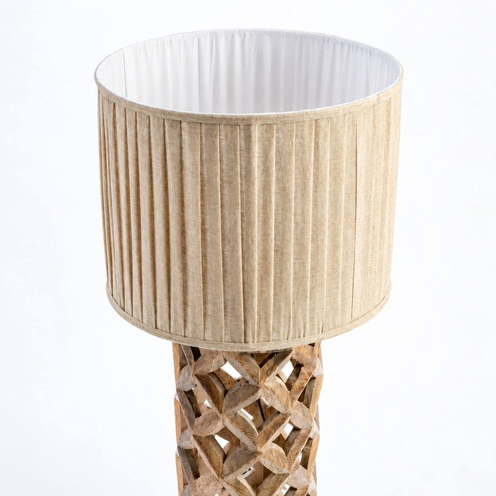 ADANI SAVANNAH AD364 lampa stołowa drewno mango 85cm, plisowany abażur