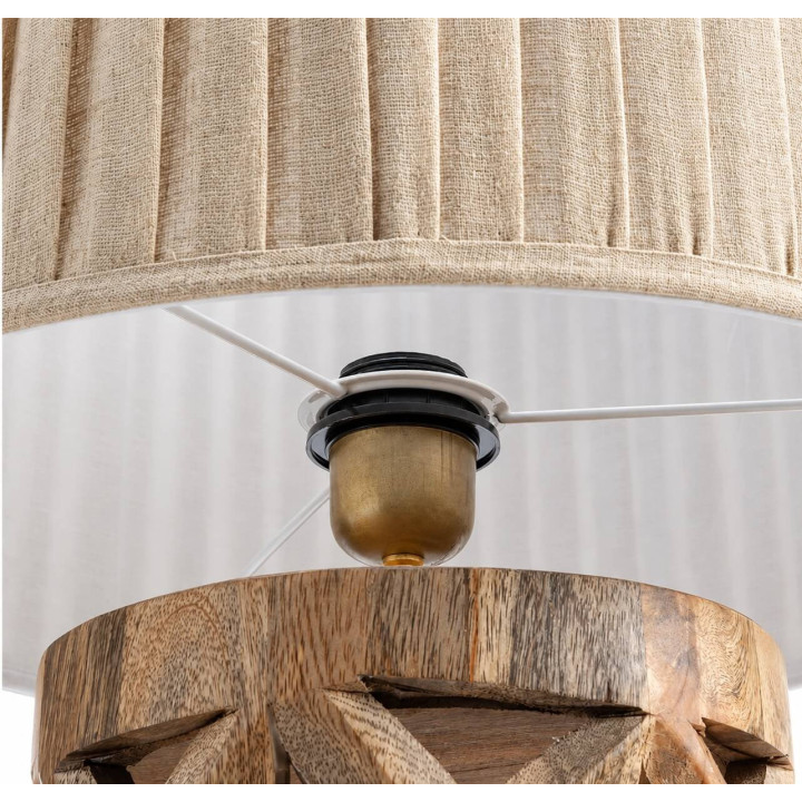 ADANI Savannah Wooden Table Lamp, Pleated Shade, 85 cm | Salon LED
