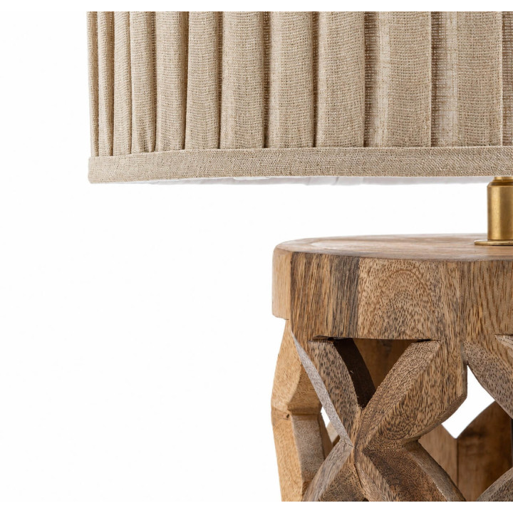 ADANI SAVANNAH AD364 lampa stołowa drewno mango 85cm, plisowany abażur