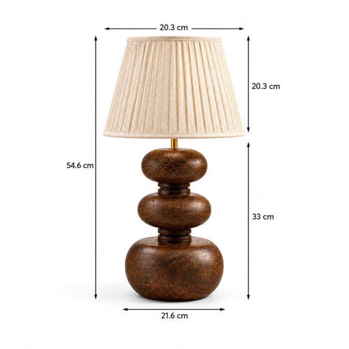 ADANI ASHER AD365 lampa stołowa ciemne drewno mango 55cm z abażurem
