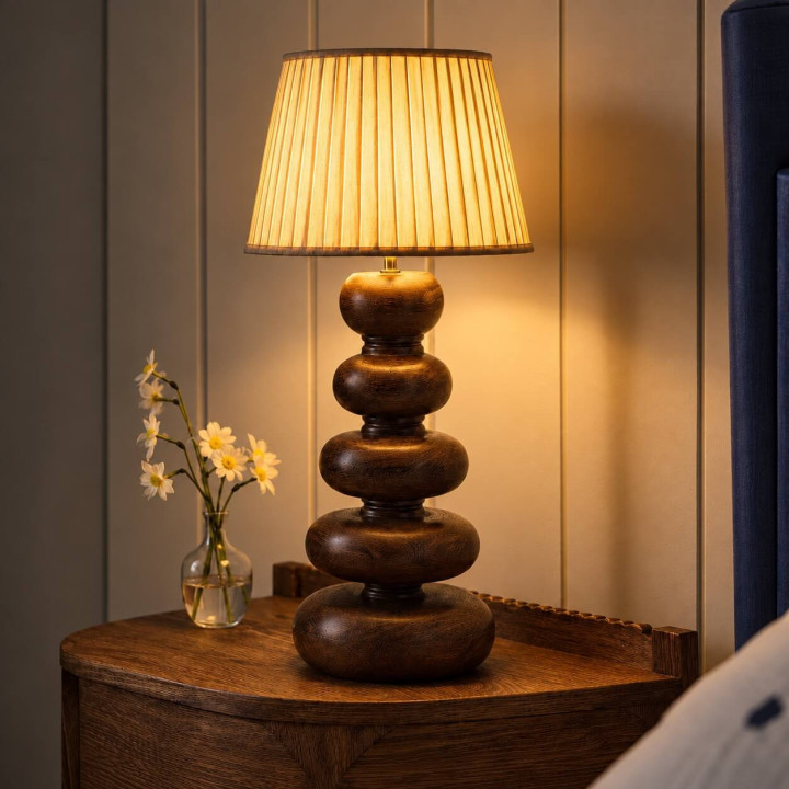 ADANI BOULDER AD366 wysoka lampa stołowa 79cm ciemne drewno mango
