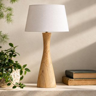 ADANI ASPEN AD369 drewniana lampa stołowa z mango 76cm z abażurem