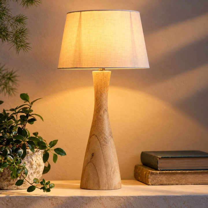 ADANI ASPEN AD369 wooden mango table lamp 76 cm with shade