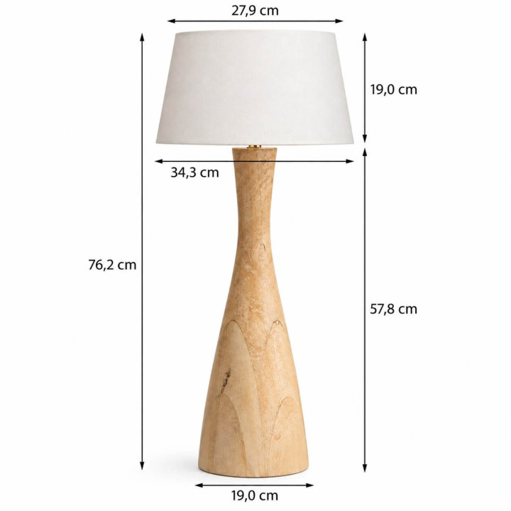 ADANI ASPEN AD369 drewniana lampa stołowa z mango 76cm z abażurem