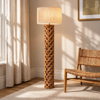 ADANI MALIBU AD370 Openwork Mango Wood Floor Lamp, 159 cm | Salon LED