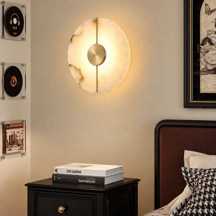 ALABASTRO AD345 okrągły kinkiet LED 25cm hiszpański alabaster 3000K