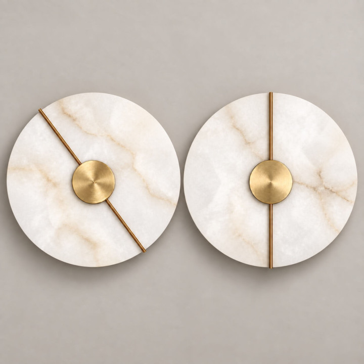ALABASTRO AD345 okrągły kinkiet LED 25cm hiszpański alabaster 3000K