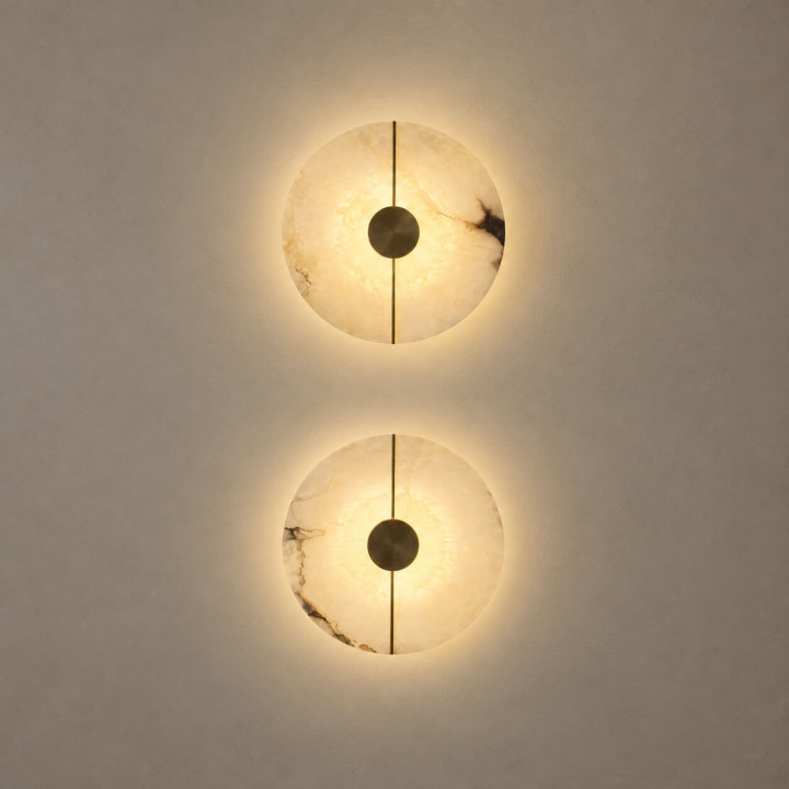 ALABASTRO AD345 round LED wall light 25 cm Spanish alabaster 3000K