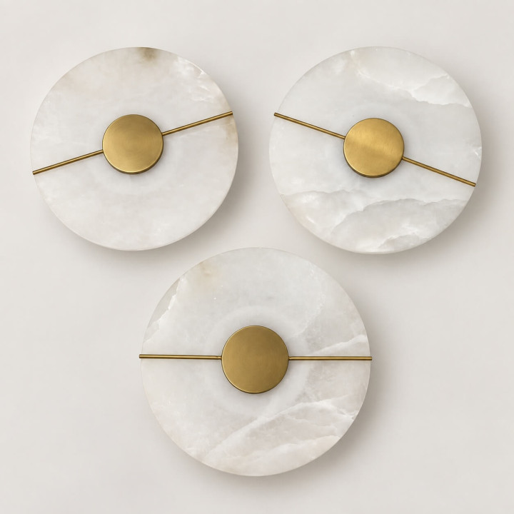 ALABASTRO AD345 round LED wall light 25 cm Spanish alabaster 3000K