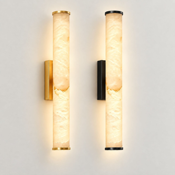 ALABASTRO AD338 LED tube wall light, Spanish alabaster, gold or black