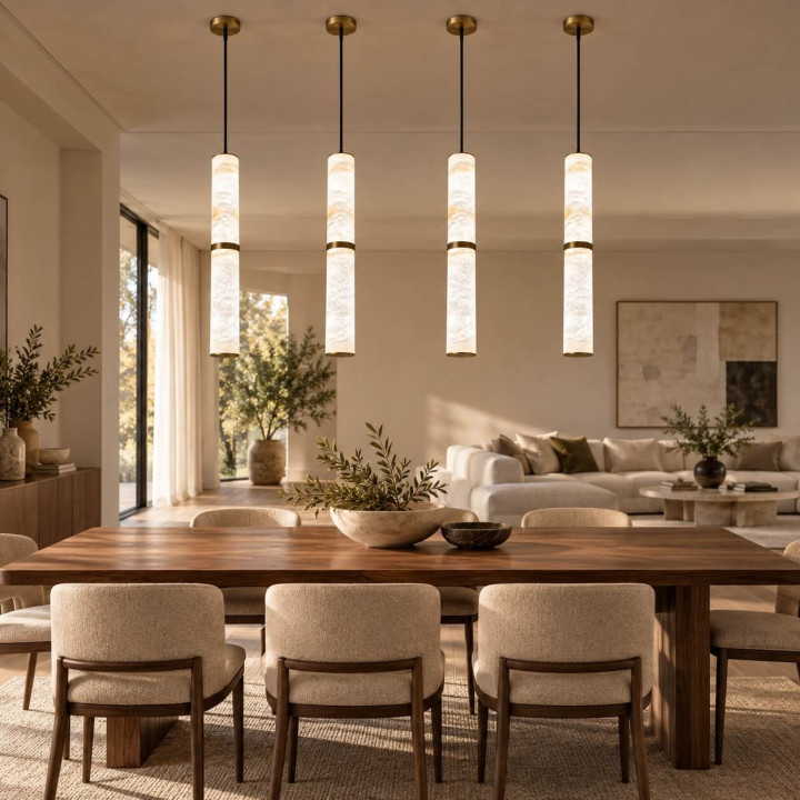ALABASTRO AD336 pendant tube light 50 cm LED 10W Spanish alabaster