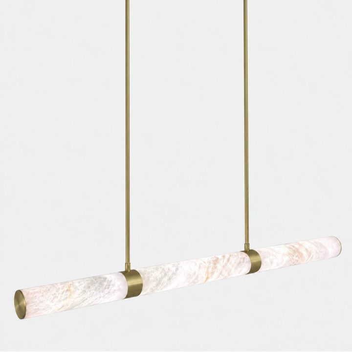 ALABASTRO AD337 elongated LED pendant light 150cm Spanish alabaster