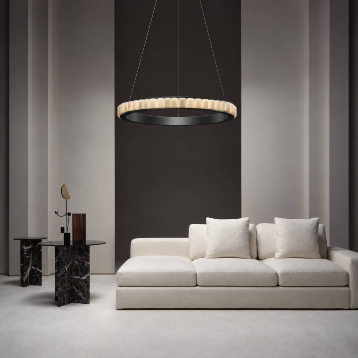 ALABASTRO AD342 czarna lampa wisząca ring LED alabaster 80cm DALI-2