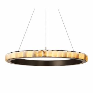 ALABASTRO AD342 black LED ring pendant light, alabaster 80cm DALI-2