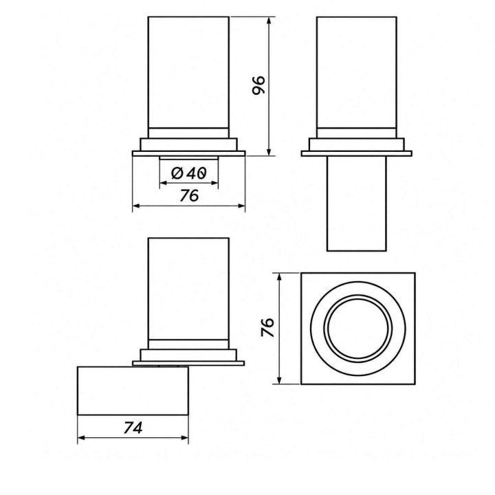 OXYLED DELLE square/round recessed reflector LED 6W