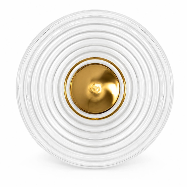 ADANI Carabin round LED wall light 30 cm, clear glass + gold