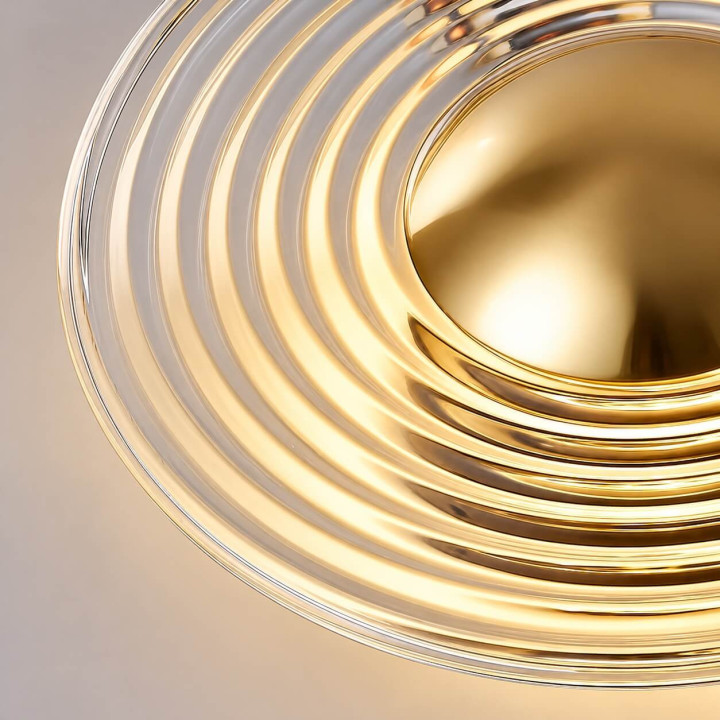 ADANI Carabin round LED wall light 30 cm, clear glass + gold