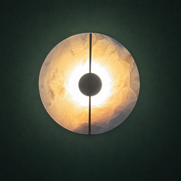 ALABASTRO AD345 okrągły kinkiet LED 25cm hiszpański alabaster 3000K