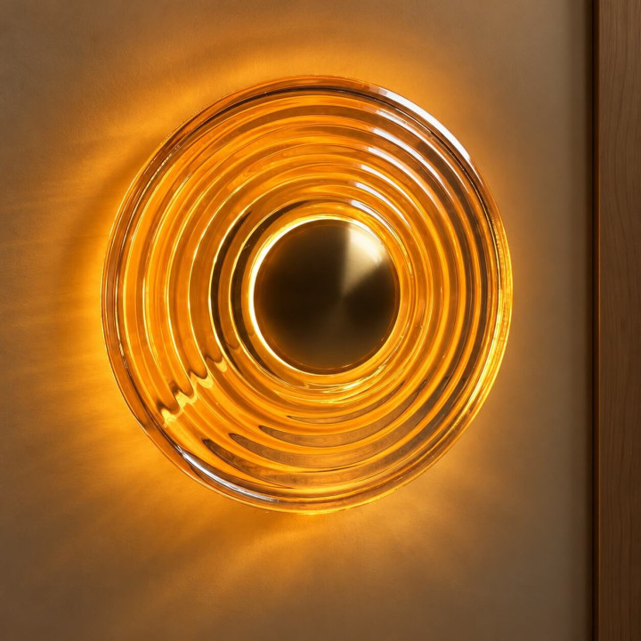 ADANI Carabin AD344 round LED wall light 30cm amber glass + gold