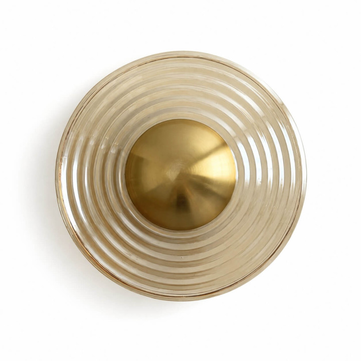 ADANI Carabin AD344 round LED wall light 30cm amber glass + gold