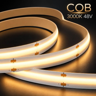 Profesjonalna taśma LED COB 8W/mb biała ciepła 3000K 48V do wnętrz IP20