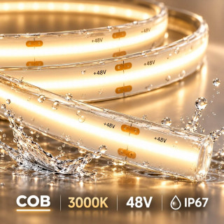 Profesjonalna taśma LED 48V COB biała ciepła 3000K wodoodporna IP67