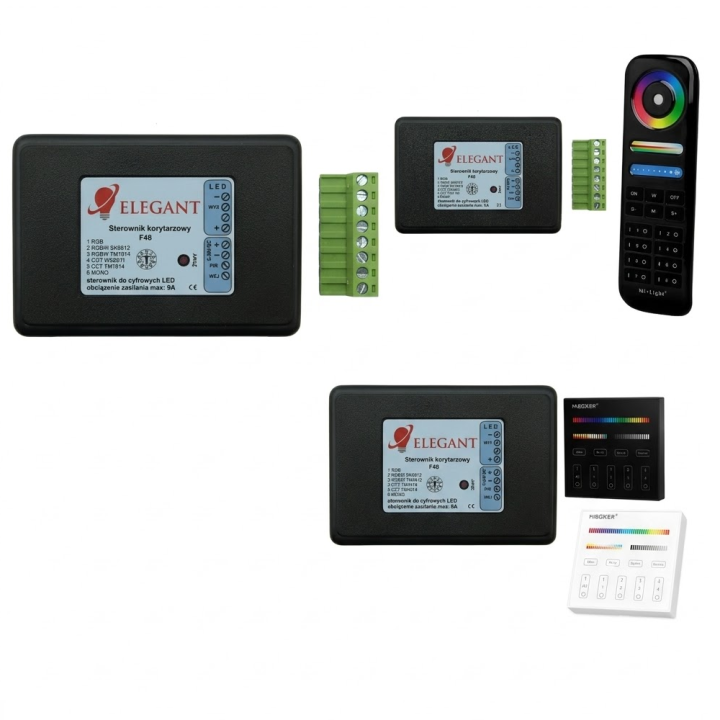 Elegant F46 controller for digital RGB, RGBW, CCT, and MONO LED strips