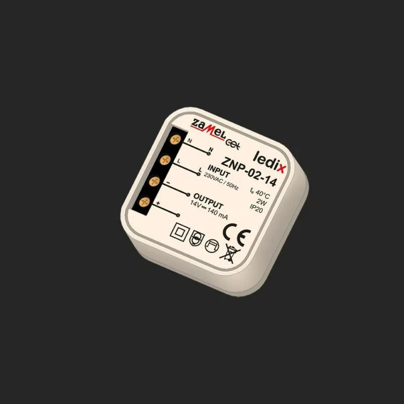 Power supply spin on ZNP-02-14 14V DC/2W for luminaires Ledix