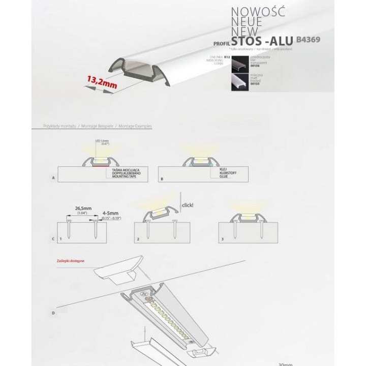 Profil led STOS - ALU anodowany 1m