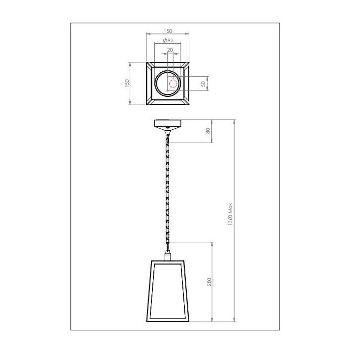 ASTRO Calvi Pendant 215 black, brass 1306003, 1306006