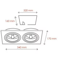 BPM Aluminio Plata 3051-2xQR111 12V