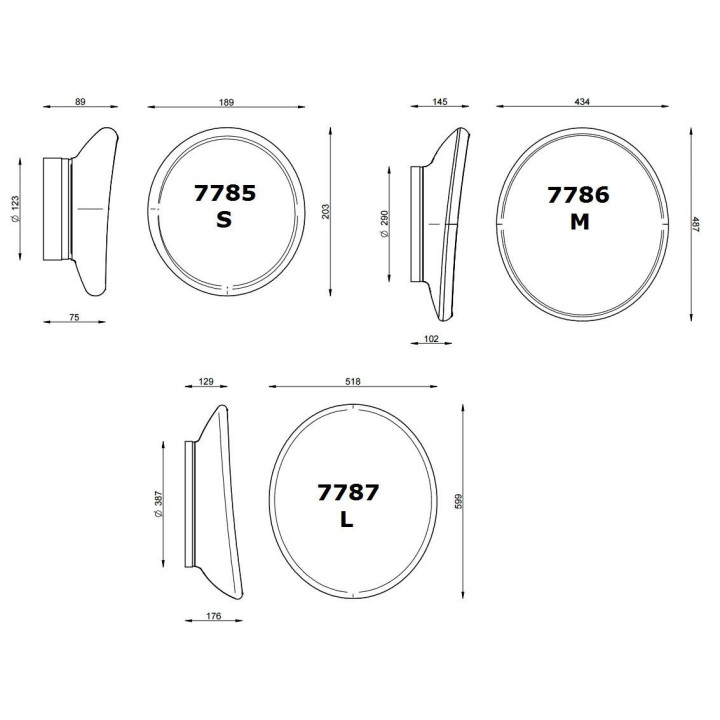 STILNOVO DYNAMIC 7785, 7786, 7787 LED ceiling, wall IP44, white glass