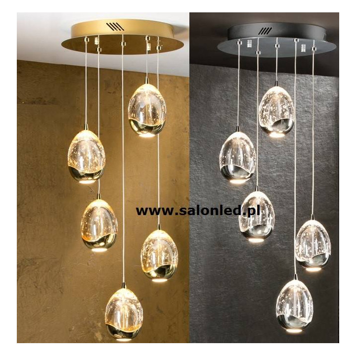 Lampa wisząca SCHULLER ROCIO 5 LED chrom, złota