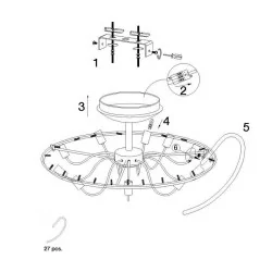 Ceiling lamp SCHULLER ARIADNA 9L chrome, champagne