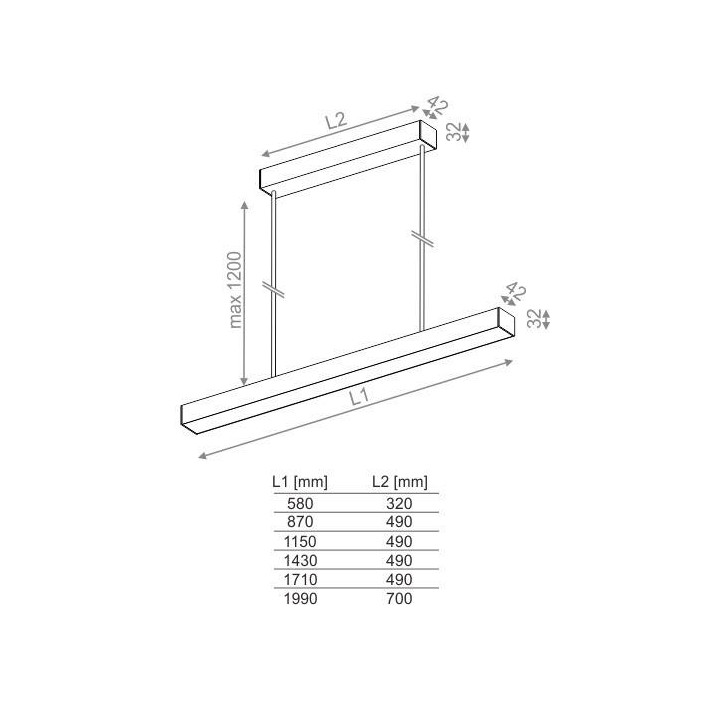 AQFORM SET RAW mini LED zwieszana lampa wisząca 58cm-199cm