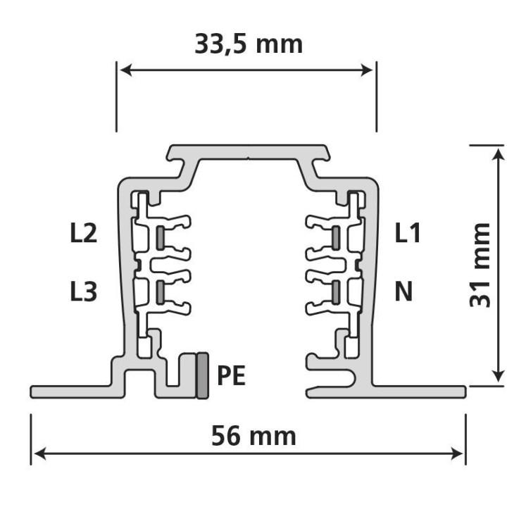 3-circuit lighting track recessed alu, white, black