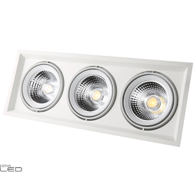 Potrójna Oprawa Sufitowa Led Cob 3x25w 3000k Biała Czarna