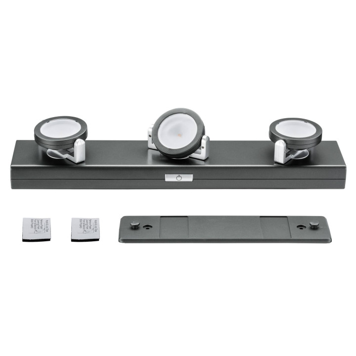 Paulmann Rotate LED listwa ściemnialna antracyt chrom mat 6x1,5V AAA plastik